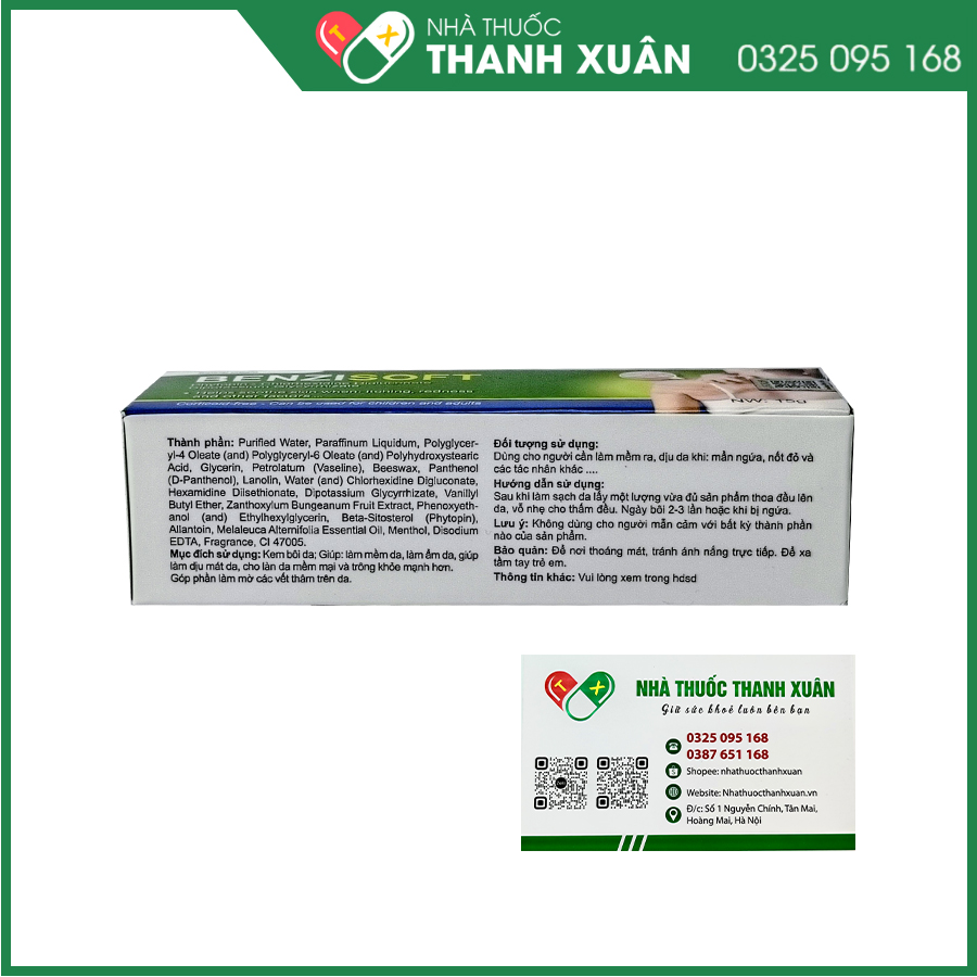 Benzisoft giúp hỗ trợ làm dịu, làm mát da, giảm ngứa, giảm viêm da, hỗ trợ làm mềm và dưỡng ẩm da